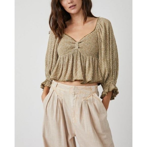 FREE PEOPLE Brittnee Printed Top / Tropical Nut - Picture 4 of 13